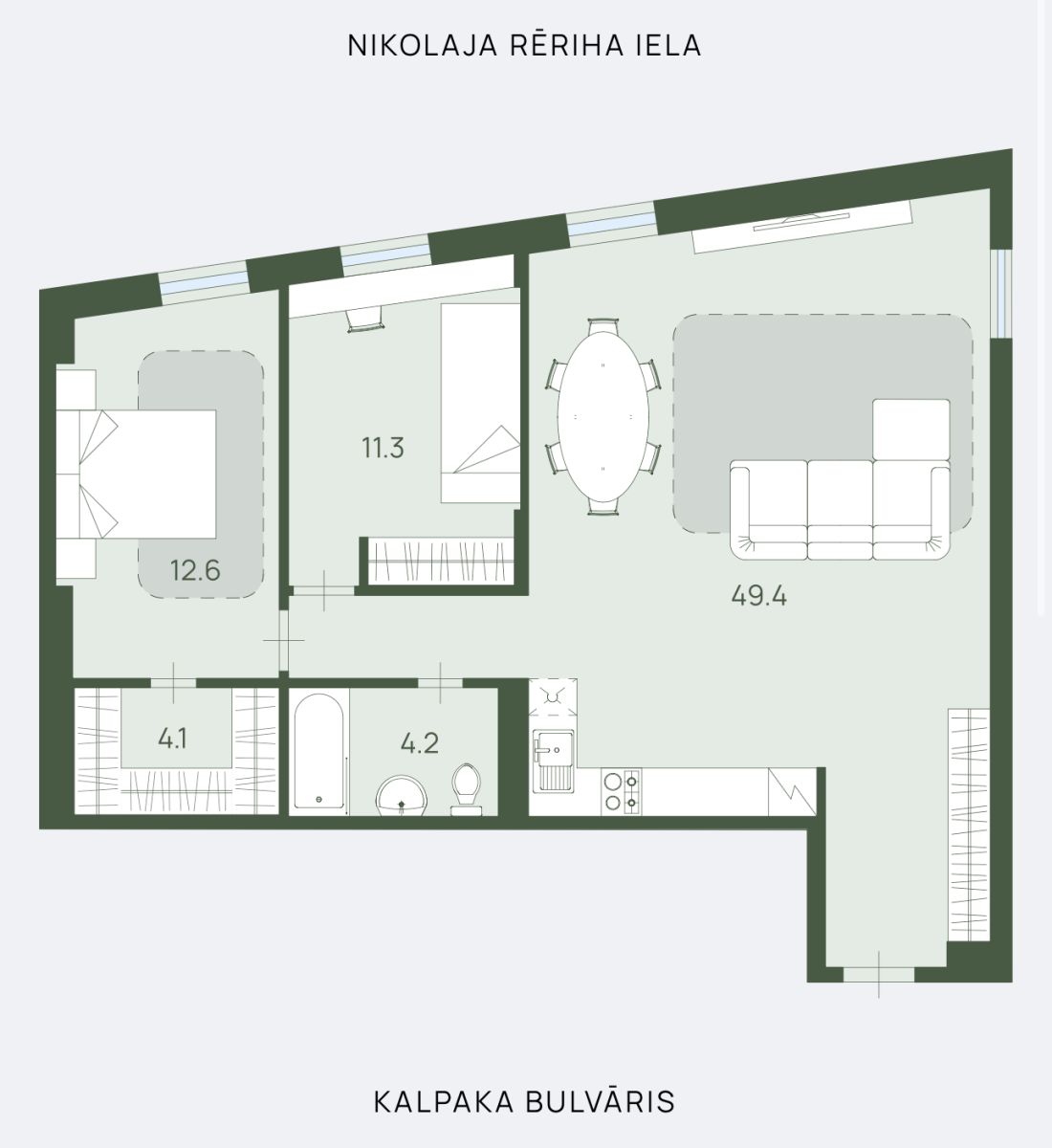 Mieszkanie 3 pokoi 82 m² Ryga, Łotwa