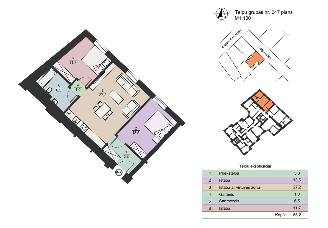Mieszkanie 3 pokoi 69 m² Ryga, Łotwa
